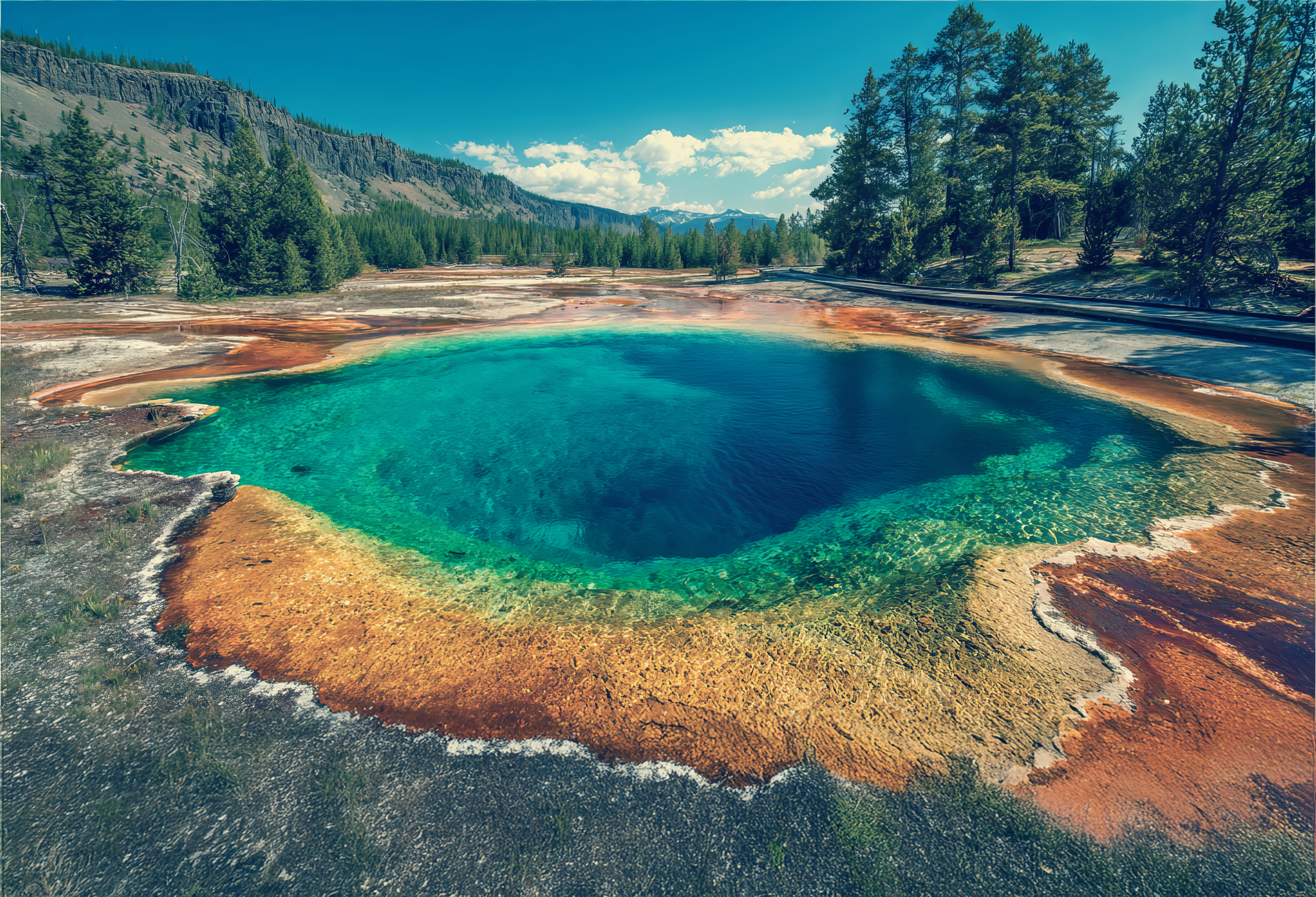 Photo of a study hall with wooden tables and chairs.